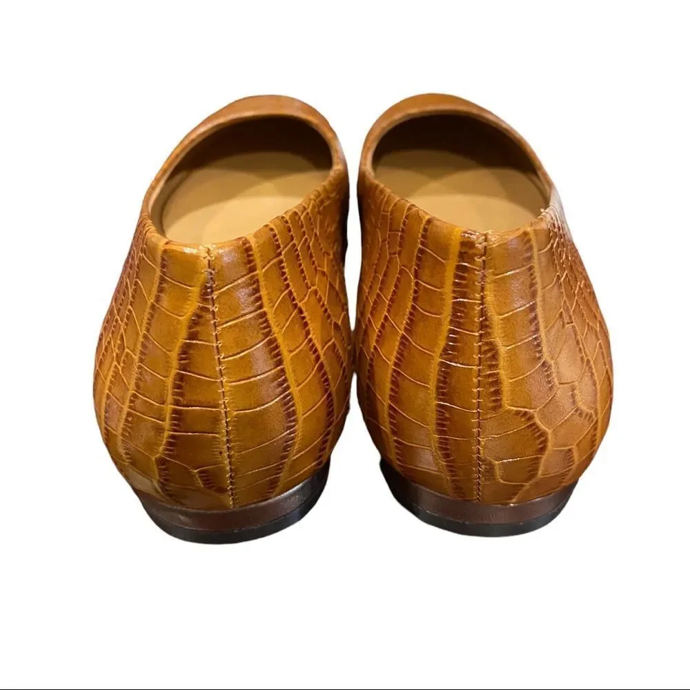 NEW Vionic Jewel Hannah Croc Espresso Leather Slip-on Flats 6